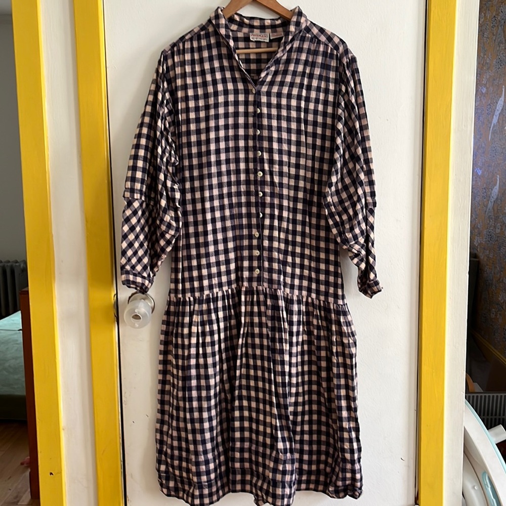 Putumayo New York Flannel Gingham Drop Dress Size M